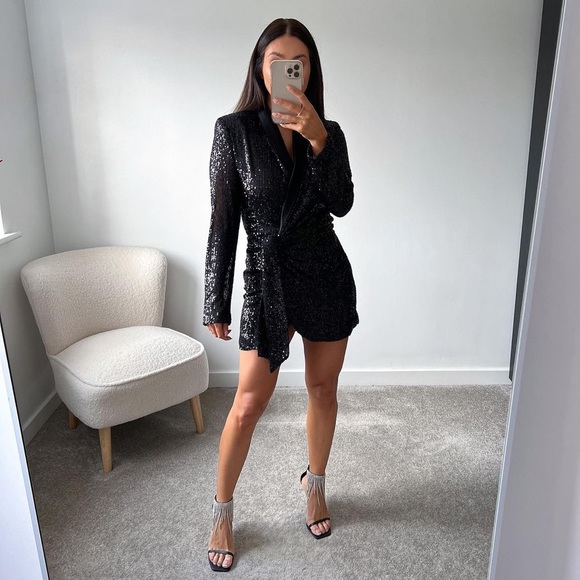 ZARA SEQUIN WRAP DRESS SIZE MEDIUM - Picture 10 of 14